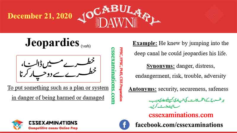 Daily DAWN News Vocabulary with Urdu Meaning (01 December 2020)